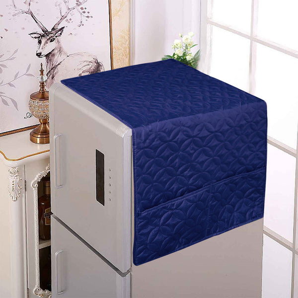 Dustproof Microfiber Quilted Refrigerator Cover With Side Pockets