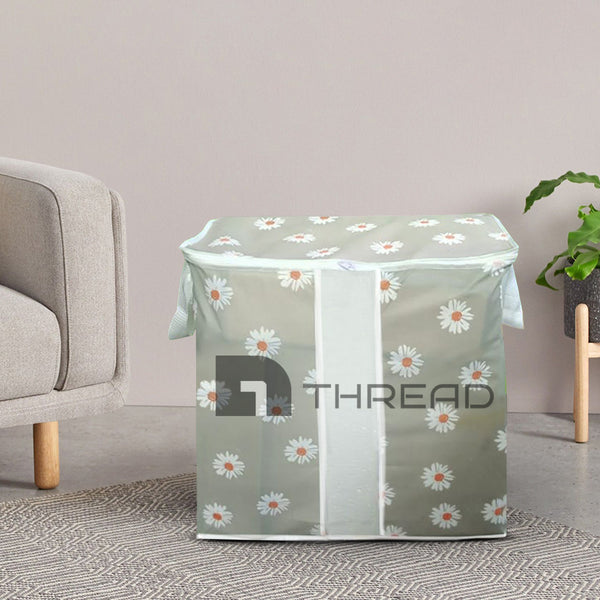 120 & 110 GSM Non Woven Storage Bag In Floral Print (Grey)