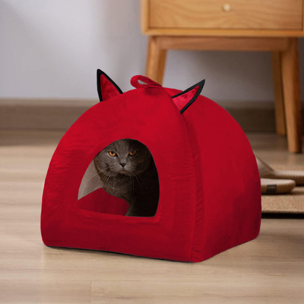 Soft Velvet Stuff Dome Shaped Portable House For Pets