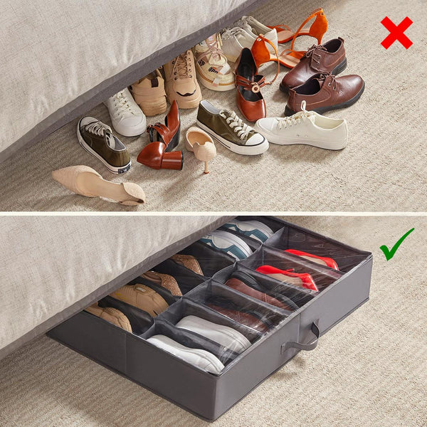 12 Pockets Large Shoe Organizer / Non Woven Foldable Underbed Shoe Organizer