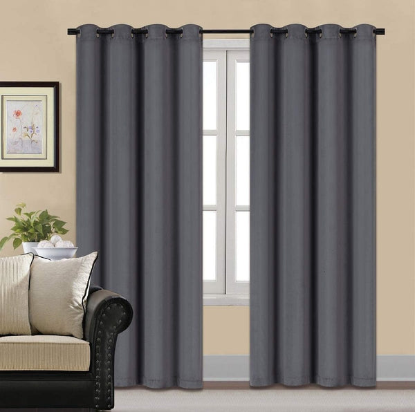 Pair Of Premium Velvet Eyelet Curtain- Grey