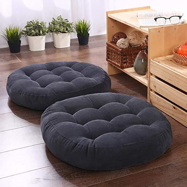 Breathable Rich Comfy Round Shape Floor Cushion – Black