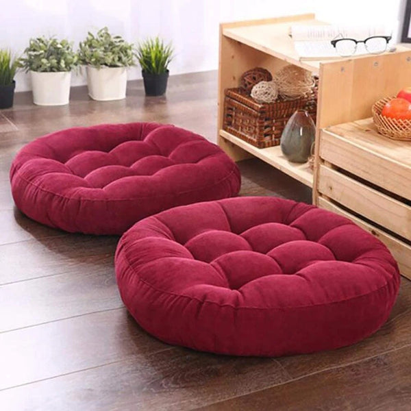 Breathable Rich Comfy Round Shape Floor Cushion – Maroon