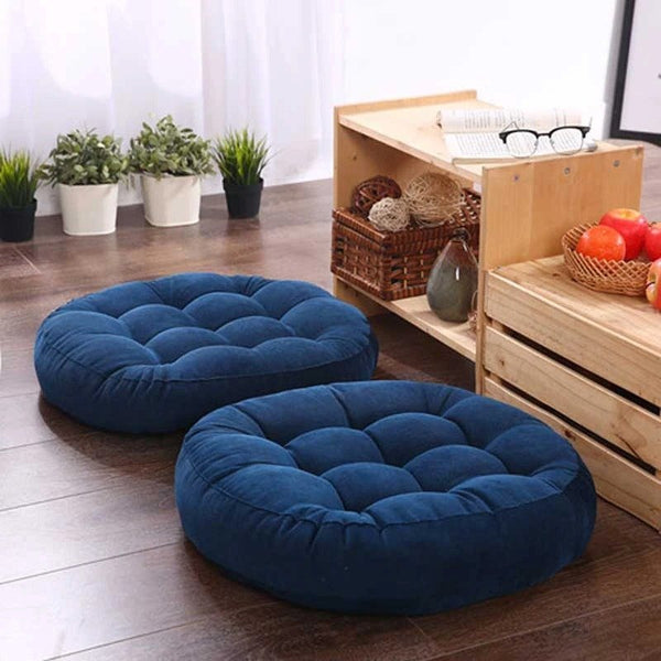 Breathable Rich Comfy Round Shape Floor Cushion – Blue