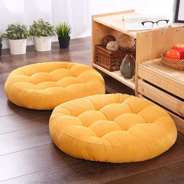 Breathable Rich Comfy Round Shape Floor Cushion – Yellow