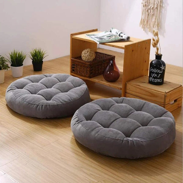 Breathable Rich Comfy Round Shape Floor Cushion – Grey