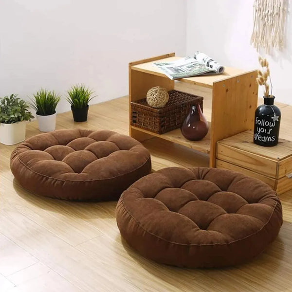 Breathable Rich Comfy Round Shape Floor Cushion – Brown